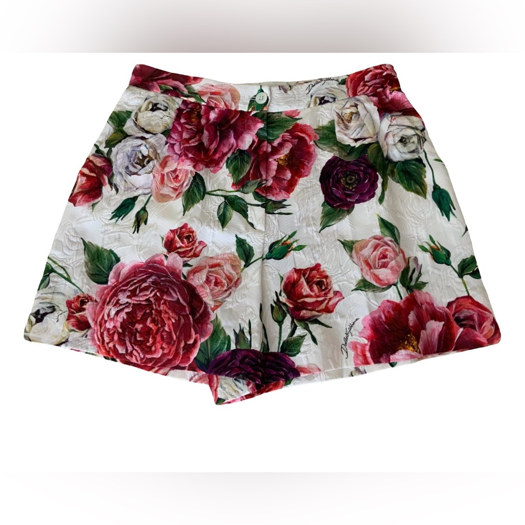 Dolce & Gabbana White Floral Print Shorts Size It 48